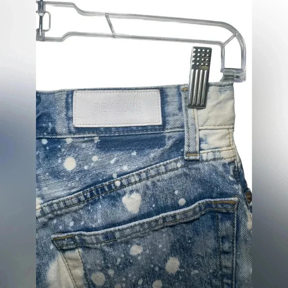 Re/Done 70s High Rise Splash Denim Shorts NWT Size 25 Bleach Distressed Cutoff - Picture 3 of 5